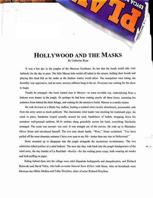 First page of Hollywood and the Masks